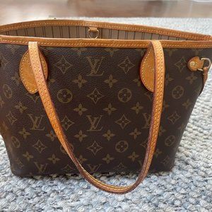 Louis Vuitton never full monogrammed canvas tote brown beige 14x4.5x8.5